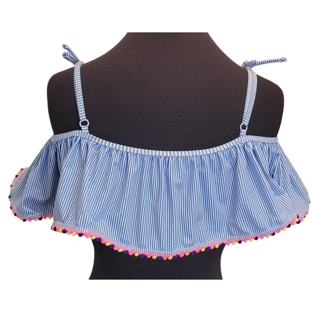 Tommy Bahama Girls Bikini Top 12 Coastal Resort Pom Pom Stripe